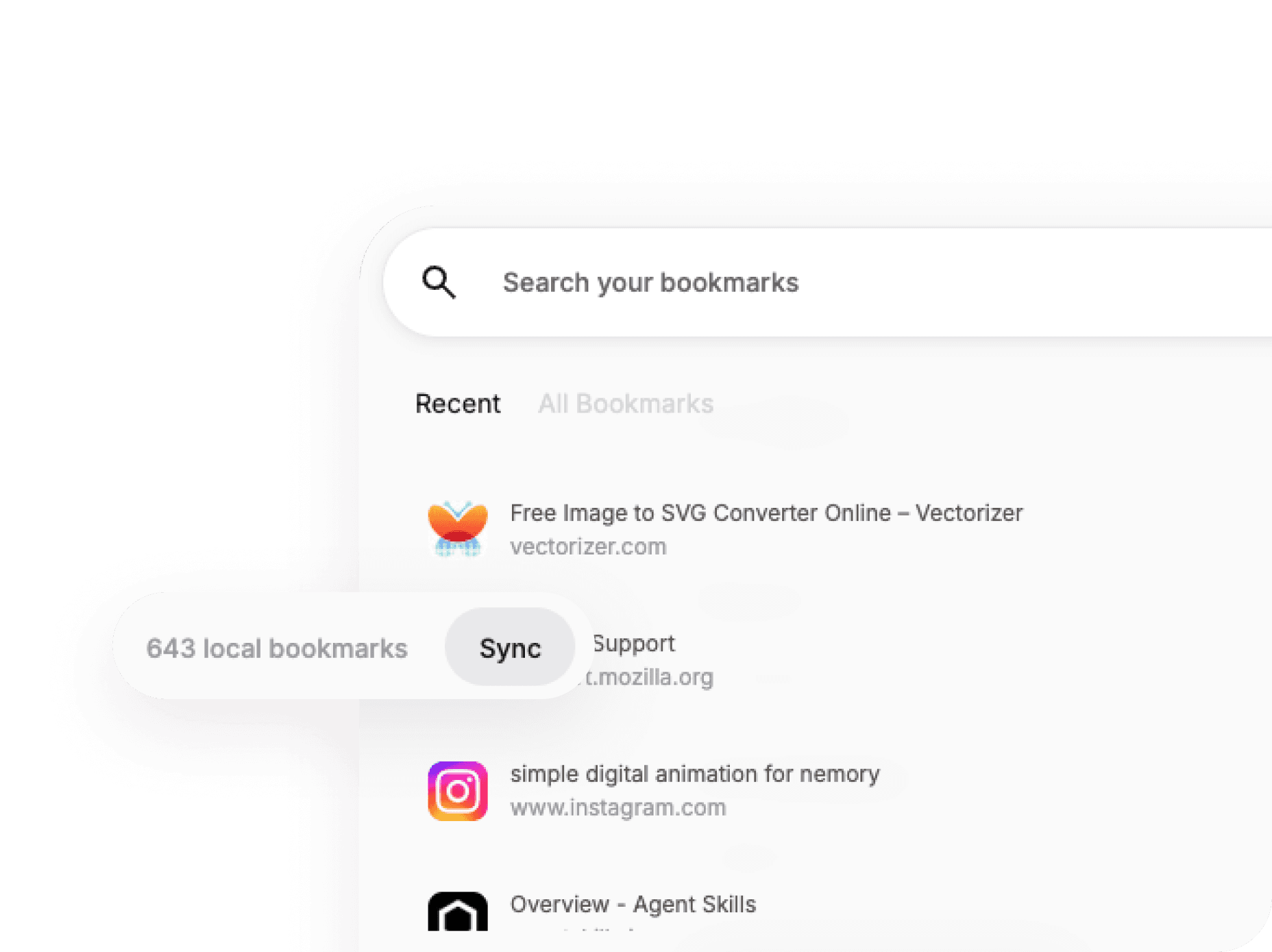 Install the extension,
sync ur bookmarks